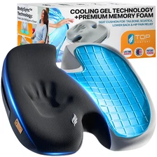 Seat Cushion, Bodysync Tech with Non-Slip Gel & Memory Foam for Tailbone, Black