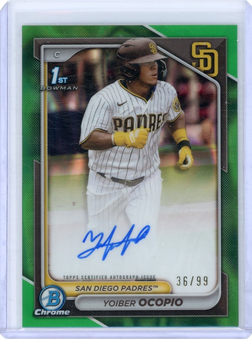 2024 Bowman Chrome 1st Yoiber Ocopio Green Lava Refractor Auto /99 #CPA-YO