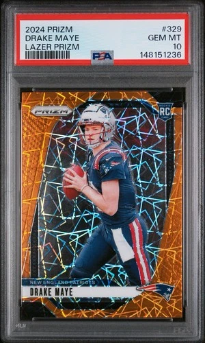 2024 Panini Prizm - Rookies Drake Maye #329 Lazer Prizm (RC) PSA 10