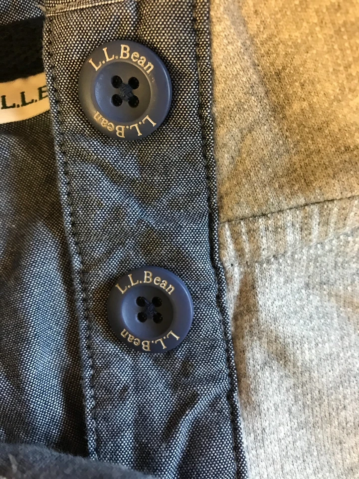 LL Bean Womens Sz 3X Gray Rugby Polo Shirt Long Sleeve Cotton 1/4 Button Henley - Image 4 of 4