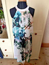 NEXT Preloved Ladies Midi Dress UK Size 6 Multicolour Floral Layered Sleeveless