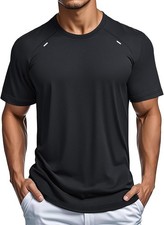 MAGCOMSEN Men's Dry Fit Shirts Mesh Short Sleeve Athletic Large, Black