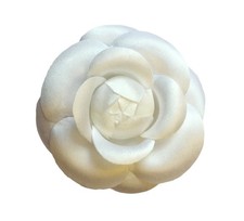 M S Schmalberg Handmade White Camellia Brooch Pin - Elegant Silk Fabric Flowe...