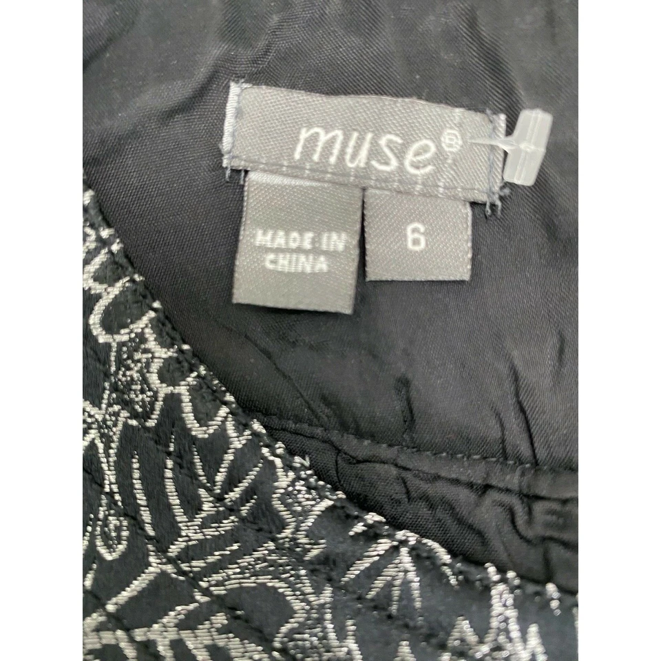 Vestido MUSE Sin Mangas Negro/Gris Plateado Funda Metálica Talla 6 Cremallera Trasera Foto 4 de 4