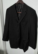 Jil Sander Mens Tailor Made Dark Gray Striped Wool 3-Btn Blazer Jacket 50 / 40R