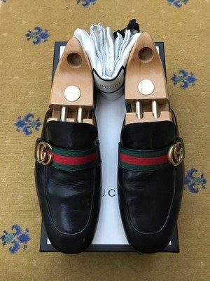 Gucci Princetown Slipper Loafer Schuhe Double G Web Grün Rot Herren UK 10 US 11 44