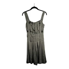 The Limited Gray Satin A Line Dress Black Bow Detail Size 6