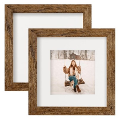 TOFOREVO Picture Frames 6x6 Set of 2 Rustic Wood Grain Photo 6x6,