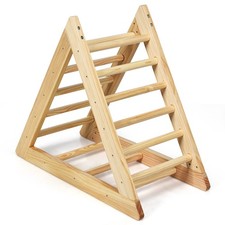 Wooden Climbing Pikler Triangle w/Climbing Ladder Toddler Step Training Natural