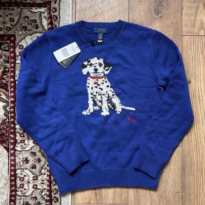 Polo Ralph Lauren Intarsien-Strickpullover Dalmatiner, nagelneu