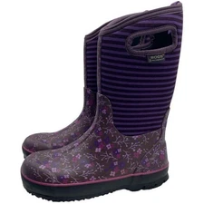 BOGS Girls Boots Sz 5 Brown Pink Purple Winter Rain Waterproof Insulated Tall