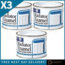 3 x WHITE ENAMEL RADIATOR GLOSS PAINT 180ML HARD DRYING HEAT RESISTANT NEW