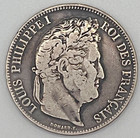 1833 France Five (5) Francs Louis Philippe I Rouen Mint Coin