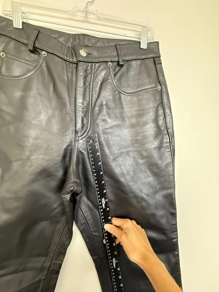 Pantalones de cuero pesado de pierna recta FMC forrados negros talla 34 motociclista motocicleta FMC para hombre Foto 3 de 4