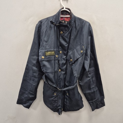Barbour, Barbour Original A7 Suit Bright Pass Navy Biker Moto Belted Jacket Coat Large