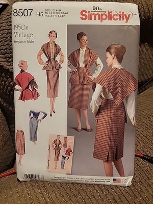 Simplicity Patterns 8507 H5 Misses' Vintage Skirt and Stole Sizes 6-14 1950s