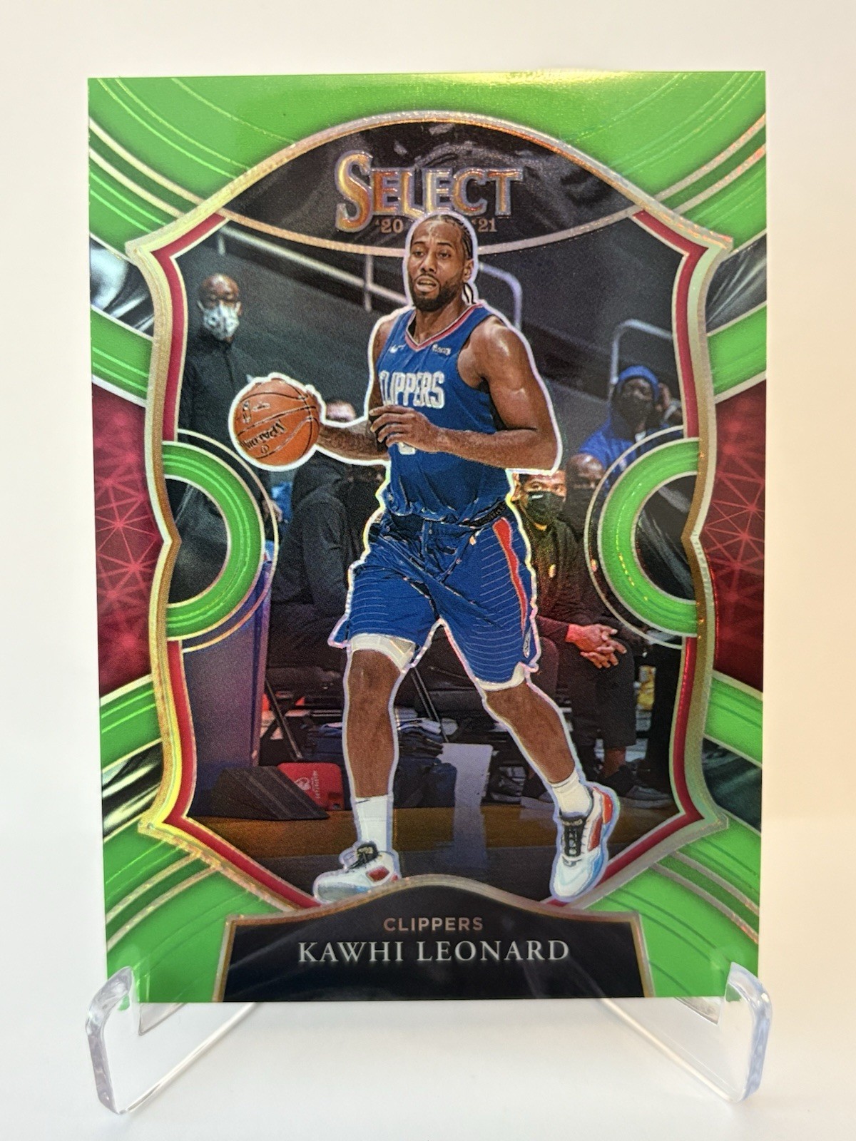 2020-21 Select Kawhi Leonard Concourse Neon Green Prizm #/75