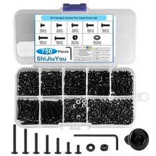 750 Pcs M2 Screws Set, Bolts and Nuts Set,Small Black Nuts and Bolts Assortment,