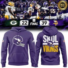 NEW! Minnesota Vikings Skol Vikings Helmet Purple Graphic Hoodie