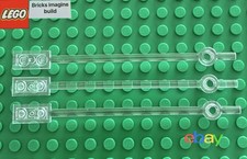 3 x Lego Transparent Clear 12L Bar With 1x2 Plate & 1x1 Round Plate 42445, 49546