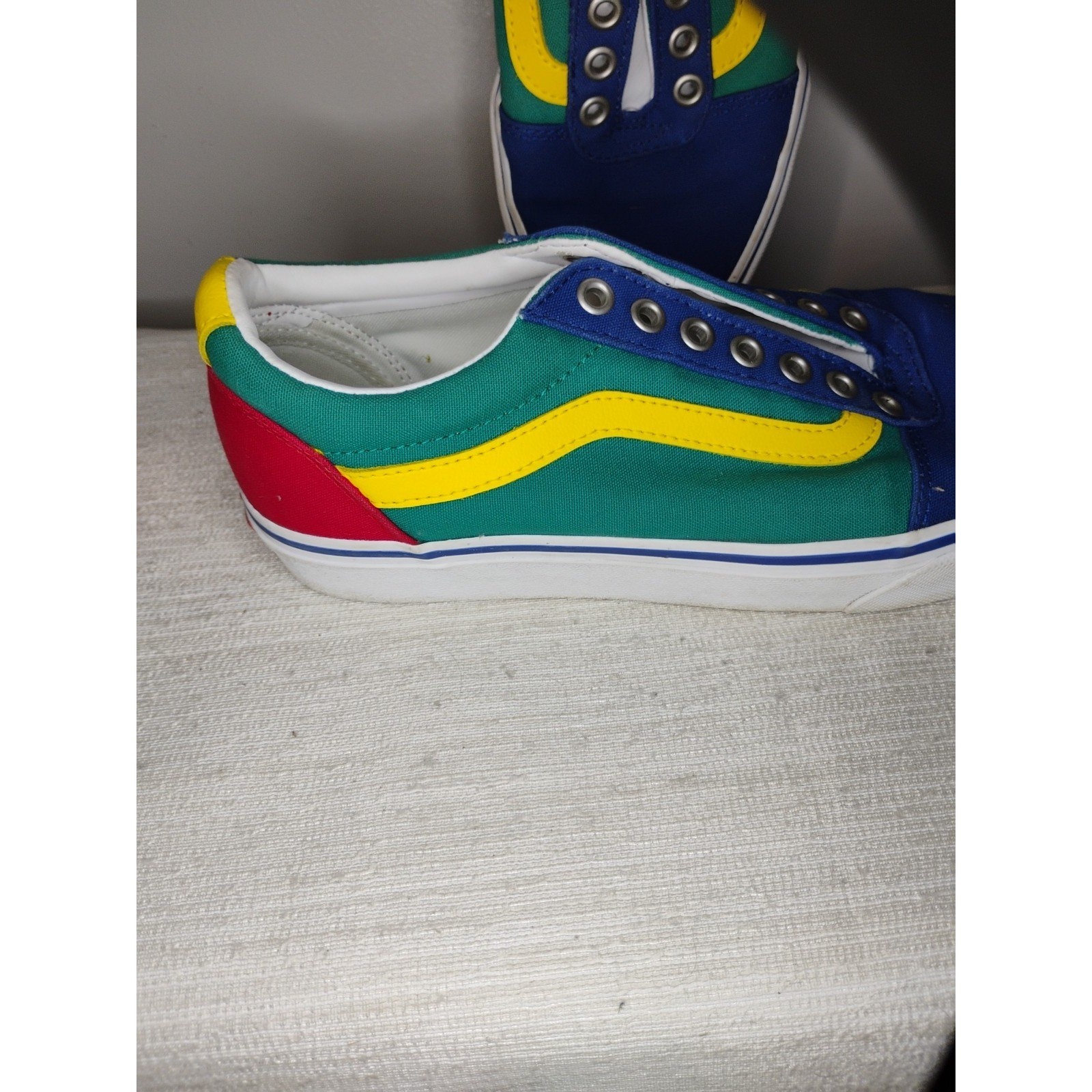 Vans Old Skool Men's 7 Off The Wall Laced Skate Shoes Blue Yellow Green Red Y2K thumbnail 5