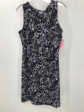 Pre-Owned Talbots Navy Size Medium Printed Shift Knee Length Sleeveless Dress