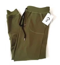 ZYIA Active Unwind Jogger Pants Olive Green Pull On Drawstring - Sz L - NEW