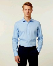  85 Calvin Klein Mens STEEL Slim-Fit Non-Iron Stretch Shirt