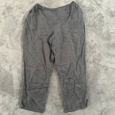 FLAX 100 Linen Gray Pull On Pants Women's MEDIUM Lagenlook Neutral Minimalist