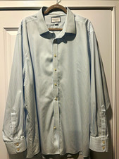 Charles Tyrwhitt Men s 19 Blue/White Stripe Dress Shirt Classic Fit Non-Iron