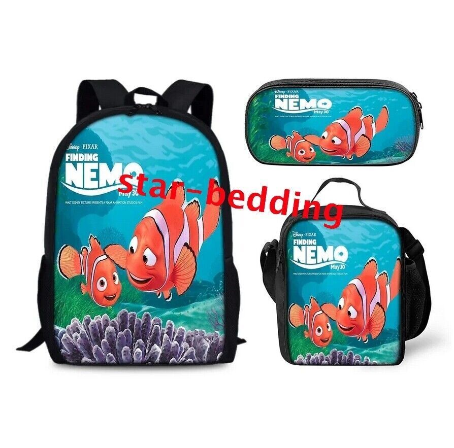 Boys Girls Finding Nemo 3D School Backpack Insulated Lunch Bag Pencil Case GIFT image 10