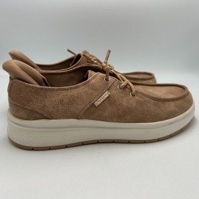 Skechers SLIP-INS Womens 8.5 Hands Free Bob Comfort Walk Tan Deck Boat Skip Wave