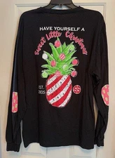 Simply Southern Woman's Black Long Sleeve Sweet Christmas Shirt Top X-Large