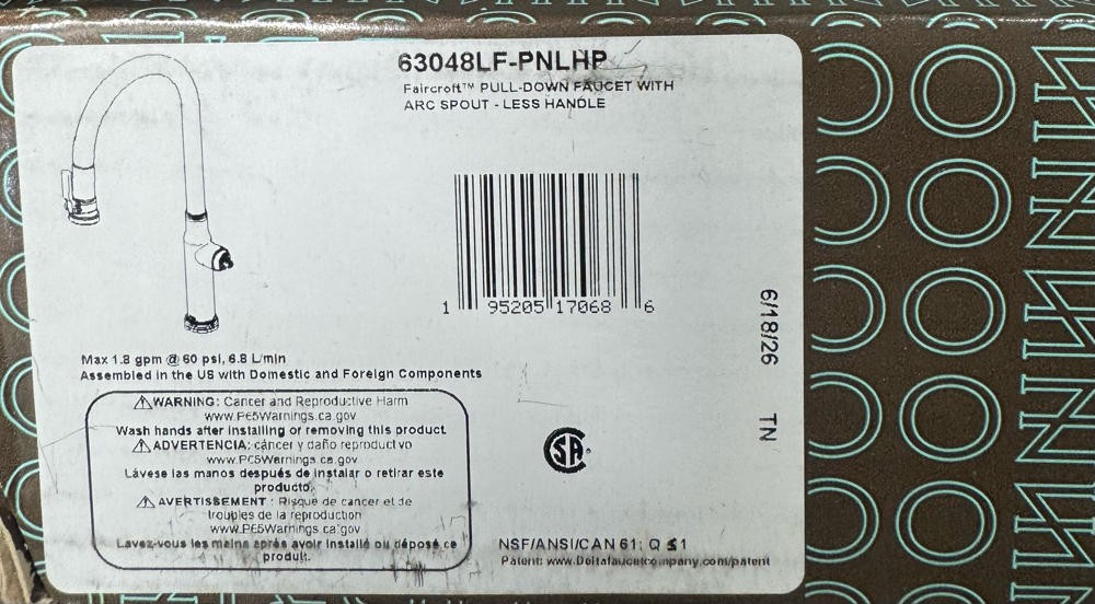 Brizo 63048LF-PNLHP Faircroft 1.8 GPM Pull Down Kitchen Faucet - Less Handle