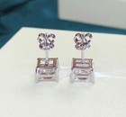 4.00CT Princess Lab Grown DEF-VVS-VS Diamond Stud Earrings 14k White Gold#313 — photo 3