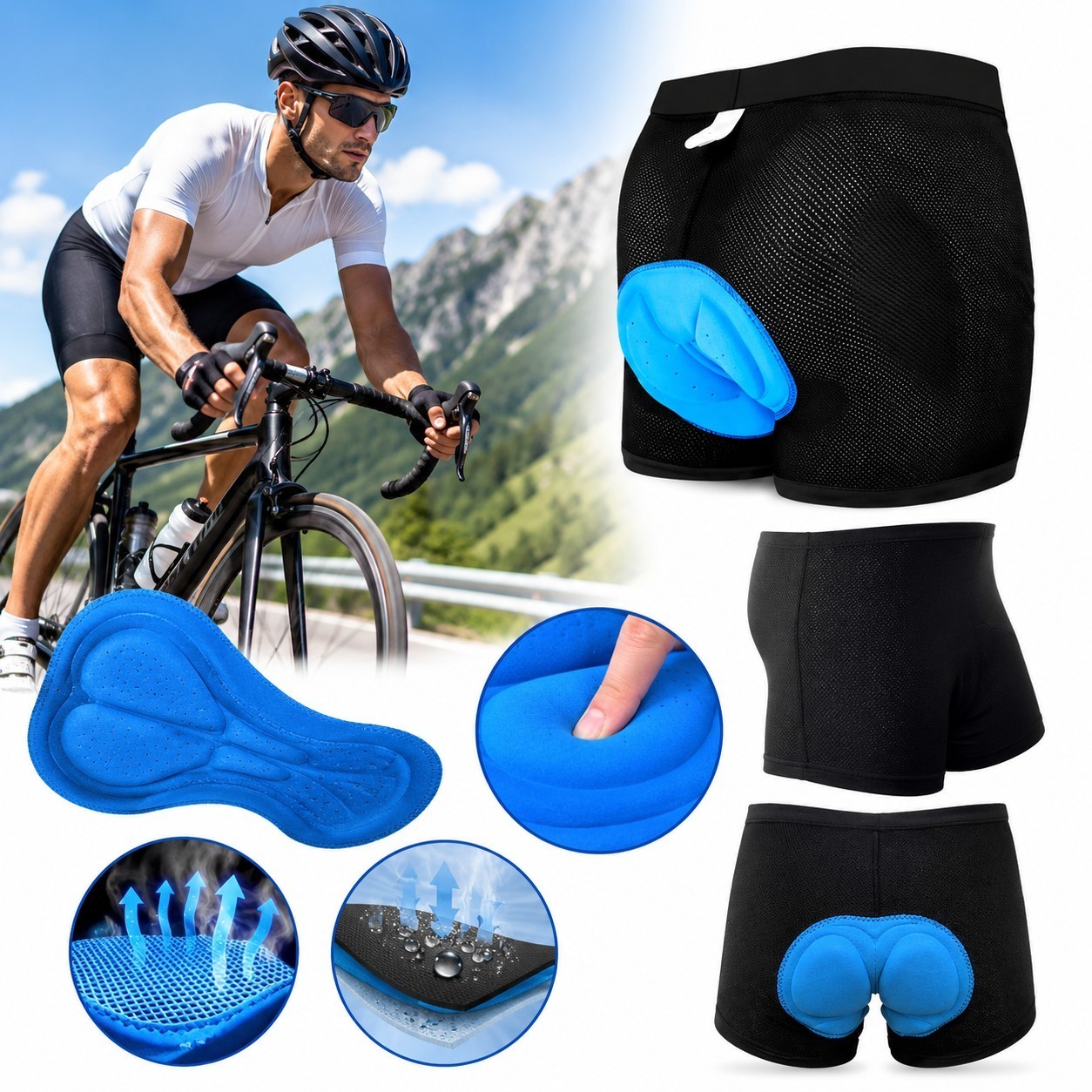 Pantaloncini da ciclismo imbottiti 3D per uomo