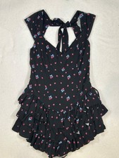 Urban Outfitters Kimchi Pinup Strawberry Drop Waist, Tie Back Romper, Medium