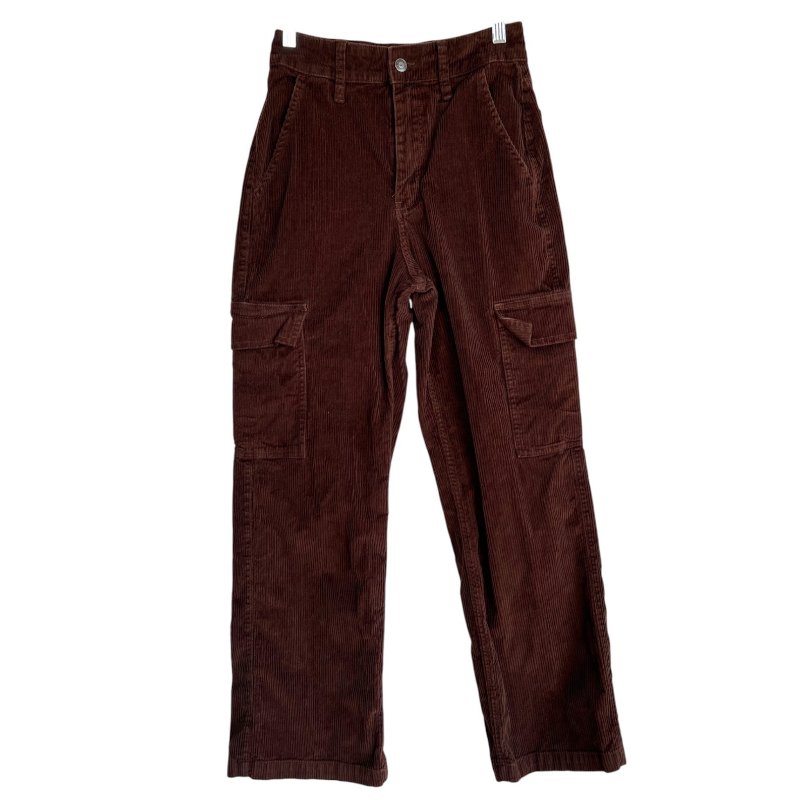Hollister Womens Ultra High-Rise Baggy Cargo Corduroy Pants Brown Size 3 Skater