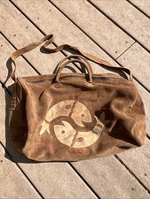 Vintage 1970  s 100 LEATHER CHELVIC Purse Duffle Bag Pieces Fish Astrology