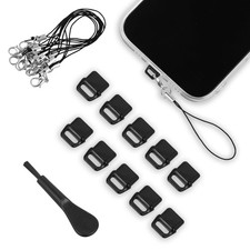 cobee 10 Pcs USB C Port Cover, Phone C Dust Plug Charm with Tab Black 