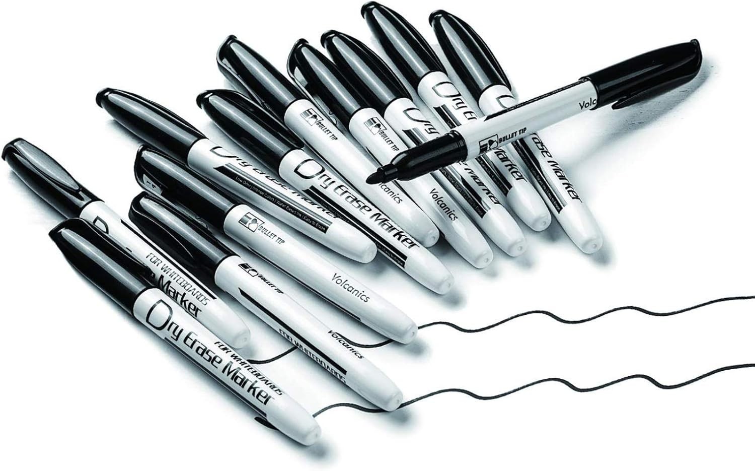 Black Dry Erase Markers, Fine Tip Whiteboard Pens, 12 Pack