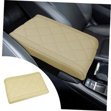 Car Center Console Cover, Soft Leather Armrest Cover Cushion Beige