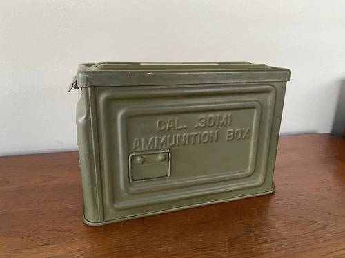 Vintage WW2 REEVES CAL 30M1 AMMUNITION BOX MILITARY - Flaming Bomb
