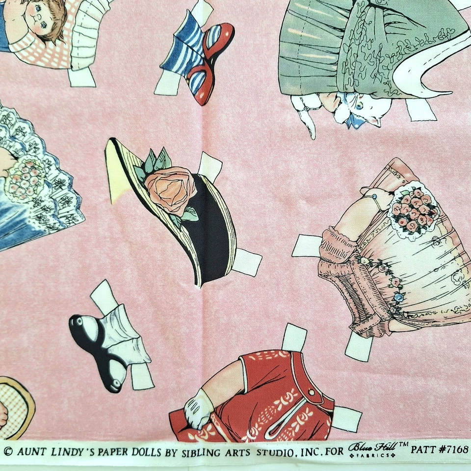 Muñecas de papel de tía Lindy’s Hermano estudio de artes telas Blue Hill #7168 rosa 1 año Foto 4 de 4