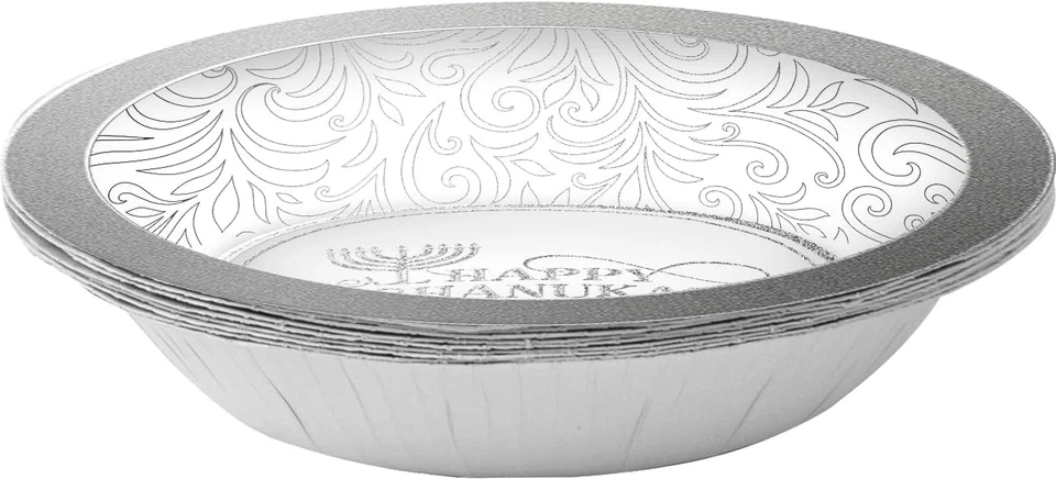 Hanukkah Bowls Paper Goods, Silver Foil Chanukah Themed Party Supplies (Pack ... - Image 4 of 4