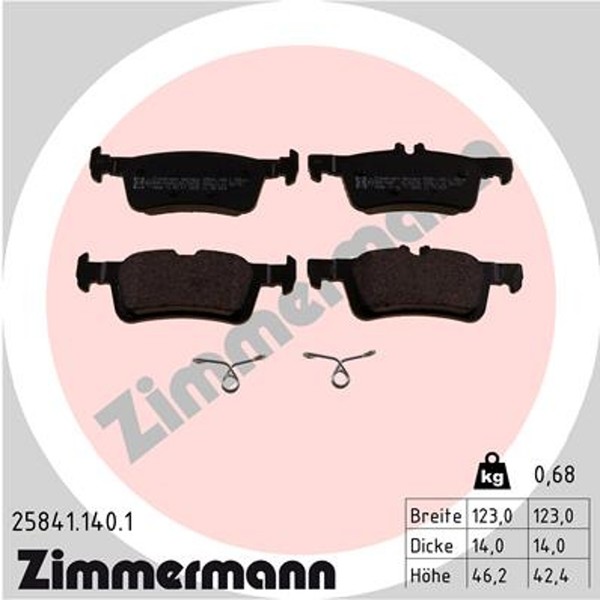 Zimmermann Bremsbelagsatz Scheibenbremse 25841.140.1 FüR Ford Fiesta 7 HJ HF Van-image