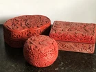 3 STUNNING CHINESE CINNABAR BOXES