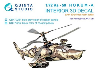 Quinta Studio 1/48 Ka-50 (blaugraue Platten) 3D-Interior (HobbyBoss/ARK) +...