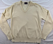 True Vintage Sweater Mens Sz XL Ivory Pine State Made in USA 80s V Neck