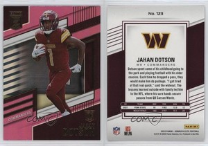 2022 Panini Donruss Elite Rookies Pink Jahan Dotson #123 Rookie RC